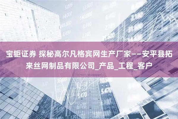 宝钜证券 探秘高尔凡格宾网生产厂家——安平县拓来丝网制品有限公司_产品_工程_客户