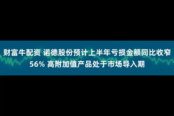 财富牛配资 诺德股份预计上半年亏损金额同比收窄56% 高附加值产品处于市场导入期