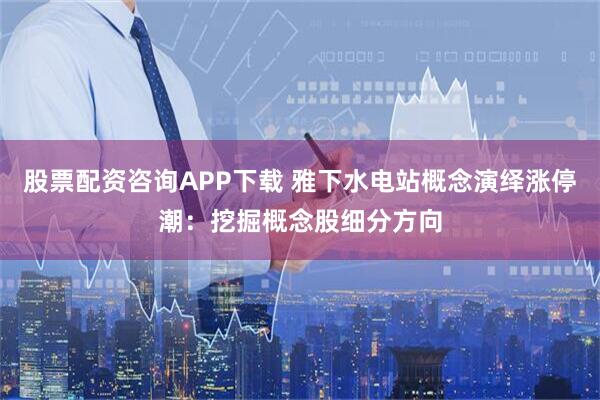 股票配资咨询APP下载 雅下水电站概念演绎涨停潮：挖掘概念股细分方向