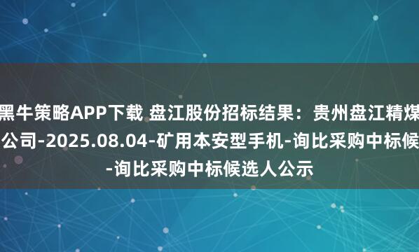 黑牛策略APP下载 盘江股份招标结果：贵州盘江精煤股份有限公司-2025.08.04-矿用本安型手机-询比采购中标候选人公示